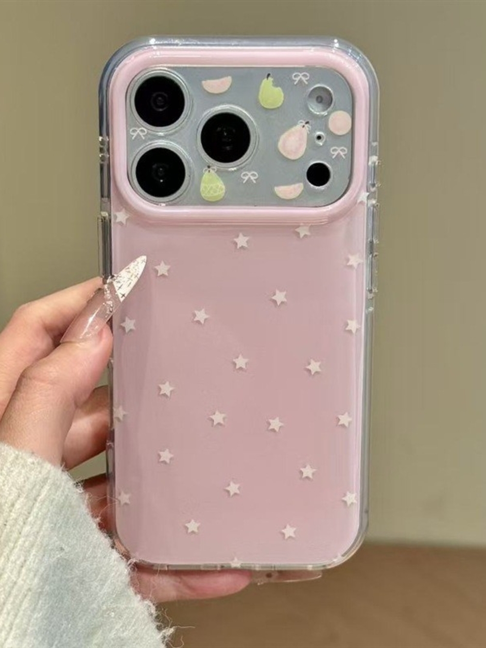 17 Pro Max Pink Star Clear Bumper Phone Case for iPhone